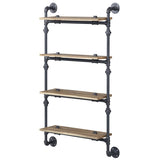 Oak and Sandy Black Rectangle 4-tier Wall Shelf B062P184602