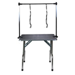 ZUN NEW HIGH QUALITY FOLDING PET GROOMING TABLE STAINLESS LEGS AND ARMS BLACK RUBBER TOP STORAGE BASKET 84981603