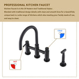 Double Handle Bridge Kitchen Faucet with Side Spray W122581047
