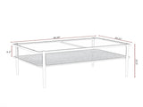 Rectangle Coffee Table with Gray Tempered Glass top and White Legs, Modern Table for Living Room W241139569