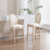 French Country Dining Chairs Set of 2, Upholstered Chairs with Round Back, Wire drawing and carving W3426P324574