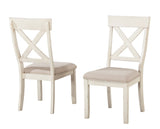 ZUN Prato Wood Cross Back Upholstered Dining Chairs, Set Of 2, Antique White T2574P164556