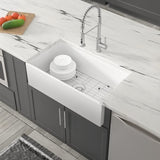 ZUN Inch White Farmhouse Sink Deep Apron Sink Undermount Farmhouse Kitchen Sink Single Farm Sink W127266254