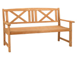 117*61*90cm Outdoor Garden Fir X Back Wooden Bench Burlywood 60494295