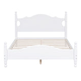 Full Size Wood Platform Bed Frame,Retro Style Platform Bed with Wooden Slat Support,White WF310129AAK
