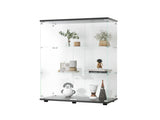 Two-door Glass Display Cabinet 3 Shelves with Door, Floor Standing Curio Bookshelf for Living Room W1806104445