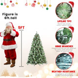 Artificial 5ft Green Christmas Tree with 694PVC/Hard Needle Mixed Branch Tips, 200L warm white led, 73998134