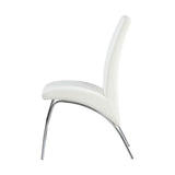 Set of 2 Leatherette Upholstered Side Chairs, White and Chrome B016P224568