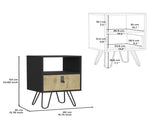 Nightstand 24"H , Sleek Design with Hairpin Legs and One Drawer, Black / Macadamia B097P167470