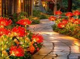 Red solar lantern with glowing flowers and stems, upgraded solar panels, solar lantern for outdoor 73918773