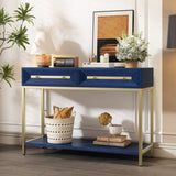 TREXM Entryway Table, Console Table with Two Drawers, Retro Hallway Table with Striking Geometric N715P227910M
