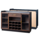 ZUN Double Glass Door with Single Drawer and 12-Bottle Wine Rack Sideboard in Black Frame + Gray-Brown 56154679