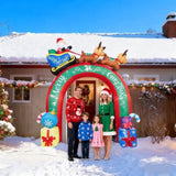 10FT Lighted Christmas Inflatable Archway, Inflatable Arch with Reindeer Pulling Santa's Sleigh, 68877325