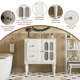 Retro Style 30'' Bathroom Vanity with Ceramic Sink Combo, Freestanding Single Vanity with 2 Drawers, N710P195635K