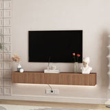 Floating TV Stand Wall Mounted with 16 Color LEDs,69" Modern TV Stand, Floating TV Cabinet W1321P289278