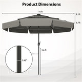 10 foot terrace umbrella with solar powered LED lights and multi-layered ventilated roof 19320270