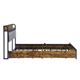 Full Size Bed Frame, Storage Headboard with Charging Station and 4 Storage Drawers,LED Lights , W2297P218120