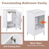 20.3" Bathroom Vanity with Sink, Functional Drawer, Door Shelf, Soft-closing Door, White N759P218643K