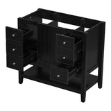 36" Bathroom Vanity without Sink, Cabinet Base Only, One Cabinet and three Drawers, Black WF306244AAB