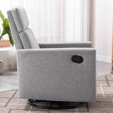 Modern Upholstered Rocker Nursery Chair Plush Seating Glider Swivel Recliner Chair, Gray 09348183