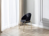 Onyx Modern Style 2PC Chairs made with Velvet fabric and Gold coated metal Legs - Black B009P332650