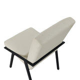 Black Metal Base Contemporary Side Chairs Set of 2pc, Cream Fabric Upholstered Dining Furniture B011P285337