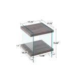 ZUN 17.72" Sleek and Sturdy Tempered Glass Leg Side Table with Dual MDF Shelves, Modern nightstand end W126570325