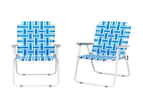 2pcs Steel Tube PP Webbing Bearing 120kg Folding Beach Chair Blue& White Strip 86473256