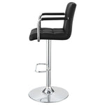 ZUN Black and Chrome Adjustable Bar Stool with Arms B062P145662