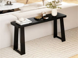 Black Solid Rubber Wood Narrow Console Table, 43" Space-Saving Entryway Table for Small Hallways 43742642