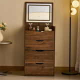 3 in 1 Vanity Desk with Flip Top Mirror, Small Make Up Vanity Set with Visible Glass Desktop, T3685P338703
