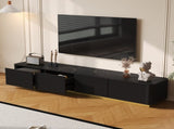 ON-TREND Luxury Fluted TV Stand for TVs Up to 85", Faux Marble Tabletop Media Console with 4 N721P298025B