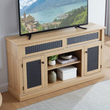 Embossed Pattern TV Stand, TV and Media Console with Open and Closed Storage Space and sliding door W1758P231685