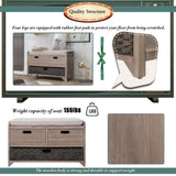 Storage Bench with Removable Basket and 2 Drawers, Fully Assembled Shoe Bench with Removable Cushion 20282827