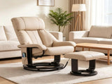 360&deg Swivel Massage Recliner Chair, 10-Point Vibration Footstool for Living Room, Beige 78574027