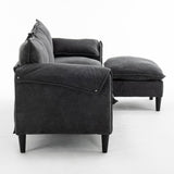 Convertible Combination Sofa Sofa L-Shaped Sofa with Footstools with Storage, Blue Sofa for Living W2012P253356