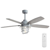 52-Inch Cement Grey Ceiling Fan With E26 Light,Glass Lampshade,5 Plywood Blades,Noiseless DC Motor,6 W934P360365