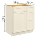 30 in. W x 21 in. D x 34.5 in. H in Antique White Plywood Ready to Assemble Floor Vanity Sink Base T3210P282891
