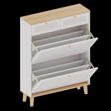 Shoe cabinet with 2 flip-up doors and 2 drawers,narrow shoe rack cabinet,freestanding shoe W3166P266365