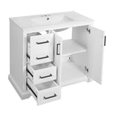 36" Modern Bathroom Vanity with Ceramic Sink, Soft-Close Door, Adjustable Shelf & 3 Drawers, Ample N729P280194K