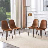 Set of 4 Suede Backrest and Walnut Color Transfer Legs Chairs - Adding a touch of elegance to W3226P279070