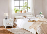 2pcs 45*30*60cm MDF Spray Paint, Smoked Mirror, Two-Drawn Carving, Bedside Table, White 22300733