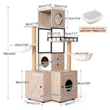 63" Multi-Functional Cat Tree with Litter Box - Includes Removable Washable Cushion, Scratching W1687P304383