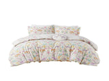 Twin Floral Reversible Cotton Duvet Cover Set with Throw Pillow B035P217815