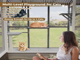 Large Walk-in Outdoor Catio for Cats Window Cat Enclosure with Roof, 3 Access Doors, Multi-Cat W2831P314292