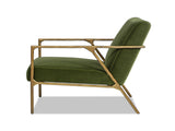 Aerin 24.5" Hammered Brass Upholstered Accent Arm Chair, Olive Green Performance Velvet B2719P238266