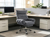 Wide Seat Reclining Office Chair with Flip-Up Armrests & Footrest, Dark Gray 84743876