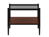 Set of 2 Rectangle End Table, Tempered Glass Tabletop with MDF layer, Modern Table for Living Room , W241P184249