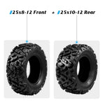 ZUN Complete Set of 4 All Terrain ATV UTV Tires 25x8-12 Front & 25x10-12 Rear 6PR Tubeless 87563144