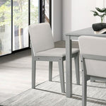 ZUN Grey Finish 5pc Room Set Table 4x Chairs Beige Fabric Chair Seat Kitchen Breakfast B011118999